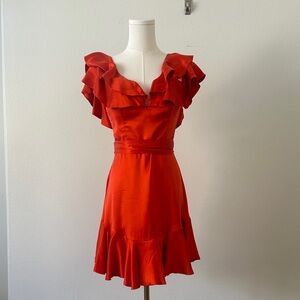 Zimmerman Silk Scarlet Ruffled Mini Dress